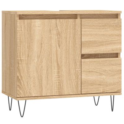 vidaXL 3 Piece Bathroom Furniture Set Sonoma Oak Engineered Wood