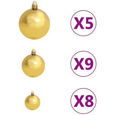 vidaXL Artificial Hinged Christmas Tree 150 LEDs & Ball Set 150 cm