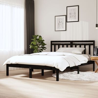 vidaXL Bed Frame without Mattress Black Small Double Solid Wood