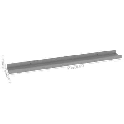 vidaXL Wall Shelves 4 pcs Grey 80x9x3 cm