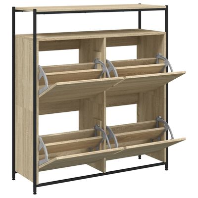 vidaXL Shoe Cabinet with 4 Flip-Drawers Sonoma Oak 100x34x112 cm