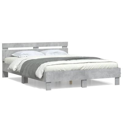 vidaXL Bed Frame without Mattress Concrete Grey 140x190 cm