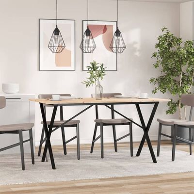 vidaXL Dining Table X-Frame 160x80x75 cm Solid Wood Pine and Cast Iron