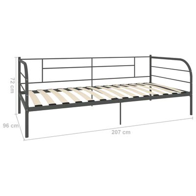 vidaXL DayBed Frame without Mattress Grey Metal 90x200 cm