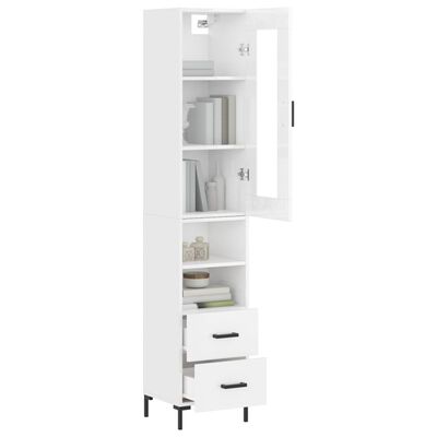 vidaXL Highboard High Gloss White 34.5x34x180 cm Engineered Wood