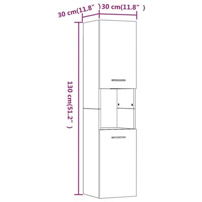 vidaXL Bathroom Cabinet Grey Sonoma 30x30x130 cm Engineered Wood