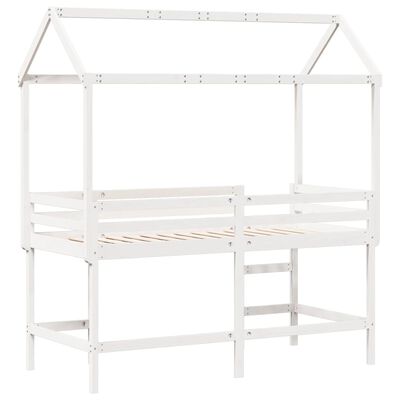 vidaXL Loft Bed with Ladder and Roof without Mattress White 80x200 cm