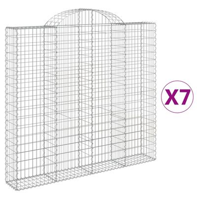 vidaXL Arched Gabion Baskets 7 pcs 200x30x180/200 cm Galvanised Iron