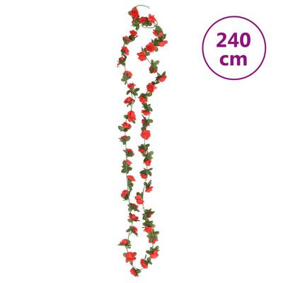 vidaXL Christmas Flower Garlands 6 pcs Red 240 cm