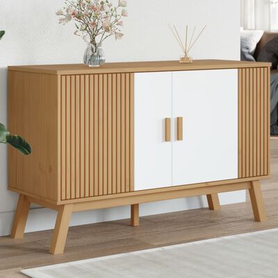 vidaXL Sideboard OLDEN White and Brown 114x43x73.5 cm Solid Wood Pine