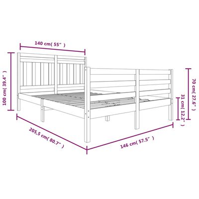 vidaXL Bed Frame without Mattress Solid Wood 140x200 cm (810430+814094)