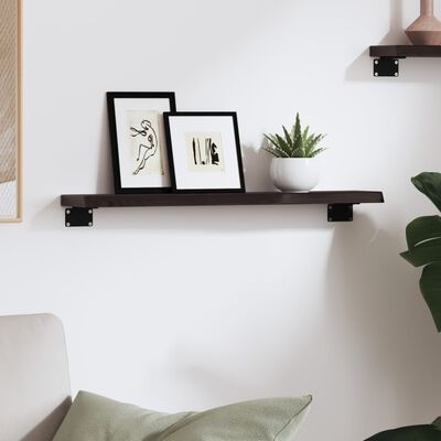 vidaXL Wall Shelf Dark Brown 60x10x2 cm Treated Solid Wood Oak