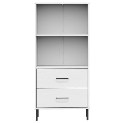 vidaXL Bookcase with 2 Drawers White 60x35x128.5 cm Solid Wood OSLO