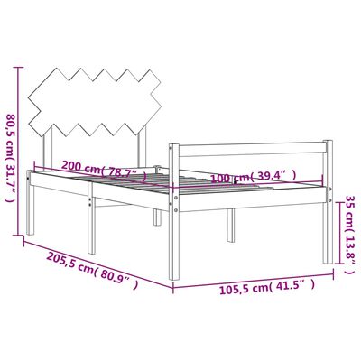 vidaXL Senior Bed without Mattress White 100x200 cm Solid Wood