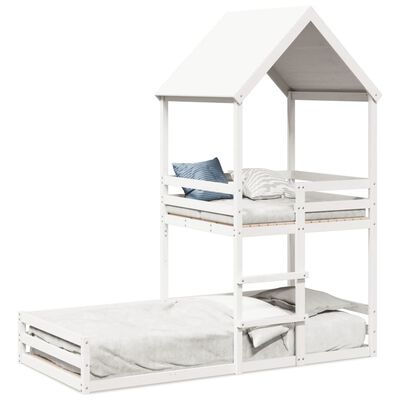 vidaXL Bunk Bed with Roof White 80x200 cm Solid Wood Pine