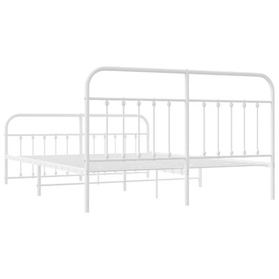 vidaXL Metal Bed Frame without Mattress with Footboard White 183x213 cm