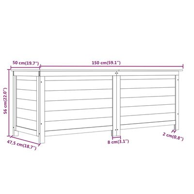 vidaXL Outdoor Cushion Box Brown 150x50x56 cm Solid Wood Fir