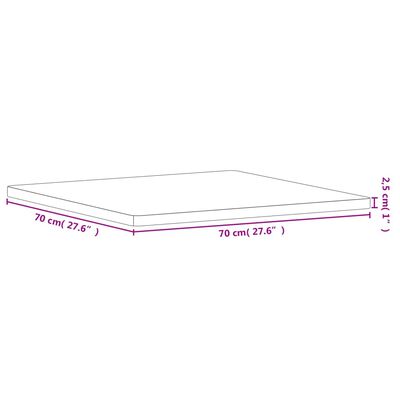 vidaXL Table Top 70x70x2.5 cm Square Solid Wood Beech