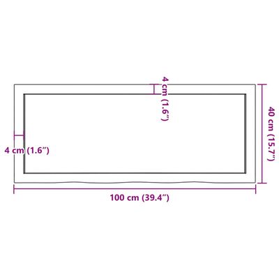 vidaXL Table Top Light Brown 100x40x(2-4) cm Treated Solid Wood Oak