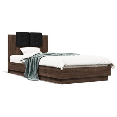 vidaXL Bed Frame with LED without Mattress Brown Oak 100x200 cm