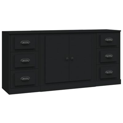 vidaXL Sideboards 3 pcs Black Engineered Wood