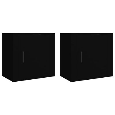 vidaXL Wall-mounted Bedside Cabinets 2 pcs Black 50x30x47 cm