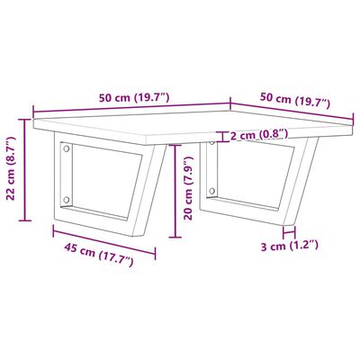 vidaXL Basin Shelf Wall Mounted Steel and Solid Wood Acacia