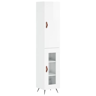 vidaXL Highboard High Gloss White 34.5x34x180 cm Engineered Wood