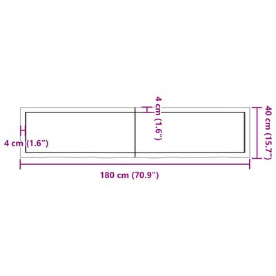 vidaXL Table Top Dark Brown 180x40x(2-6) cm Treated Solid Wood Oak