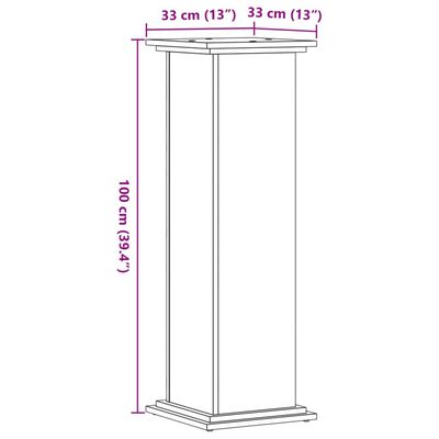 vidaXL Plant Stand Sonoma Oak 33x33x100 cm Engineered Wood