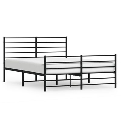 vidaXL Metal Bed Frame without Mattress with Footboard Black 160x200 cm