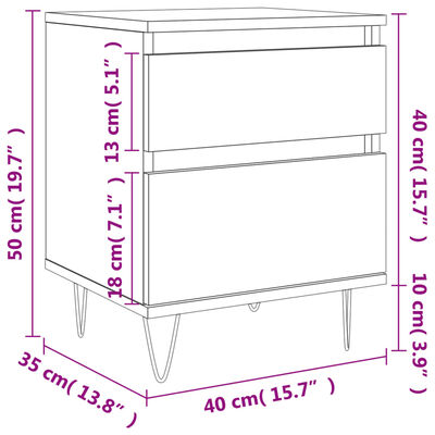 vidaXL Bedside Cabinets 2 pcs High Gloss White 40x35x50 cm Engineered Wood