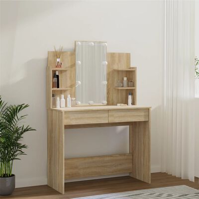 vidaXL Dressing Table with LED Sonoma Oak 96x40x142 cm