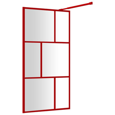 vidaXL Walk-in Shower Wall with Clear ESG Glass Red 115x195 cm