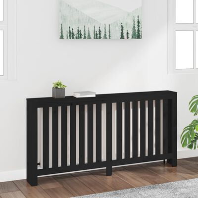 vidaXL Radiator Cover Black 169x19x84 cm Solid Wood Pine