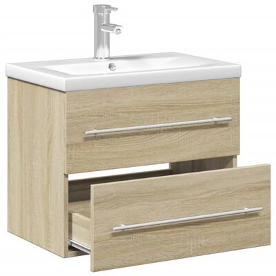 vidaXL Bathroom Sink Cabinet with Built-in Basin Sonoma Oak