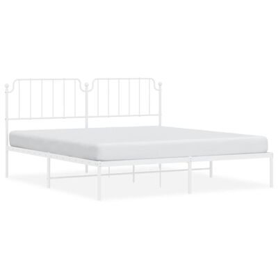 vidaXL Metal Bed Frame without Mattress with Headboard White 183x213 cm