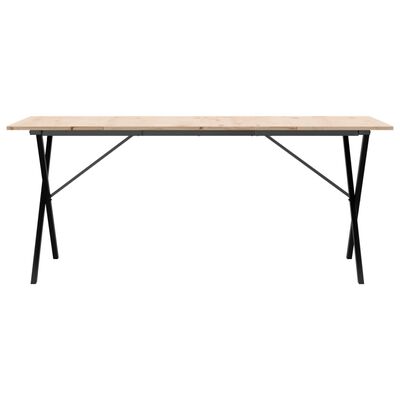 vidaXL Dining Table X-Frame 180x90x75 cm Solid Wood Pine and Cast Iron