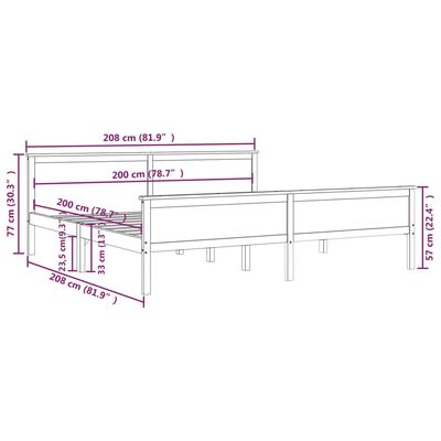 vidaXL Bed Frame without Mattress Solid Wood Pine 200x200 cm