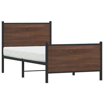 vidaXL Metal Bed Frame without Mattress Brown Oak 90x200 cm