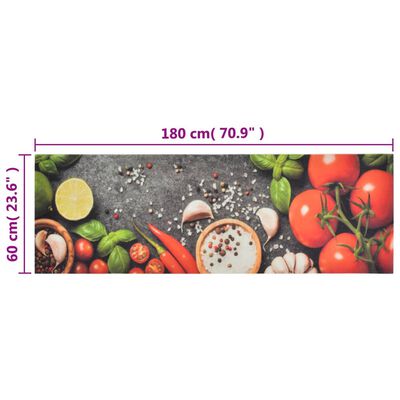 vidaXL Kitchen Rug Washable Vegetables 60x180 cm Velvet