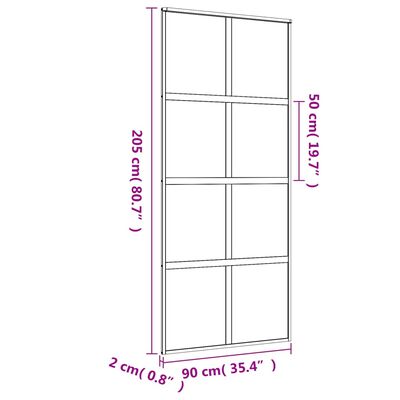 vidaXL Sliding Door Gold 90x205 cm Frosted ESG Glass and Aluminium