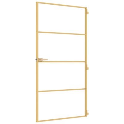 vidaXL Interior Door Slim Golden 102.5x201.5 cm Tempered Glass and Aluminium