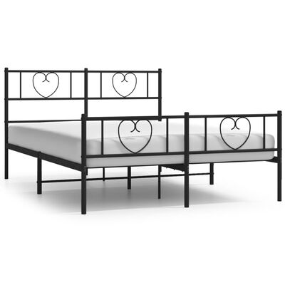 vidaXL Metal Bed Frame without Mattress with Footboard Black 120x190 cm Small Double