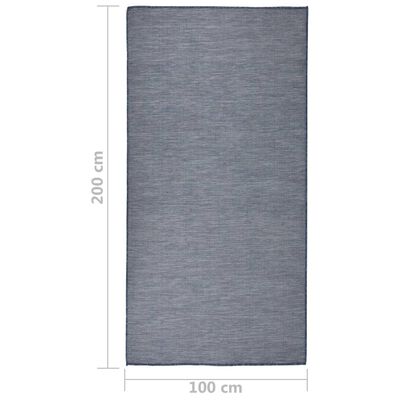 vidaXL Outdoor Flatweave Rug 100x200 cm Blue