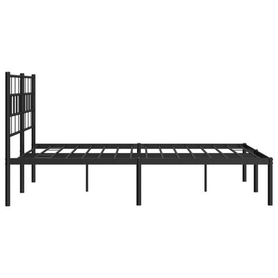 vidaXL Metal Bed Frame without Mattress with Headboard Black 120x190 cm Small Double