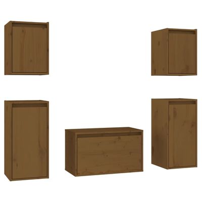 vidaXL TV Cabinets 5 pcs Honey Brown Solid Wood Pine