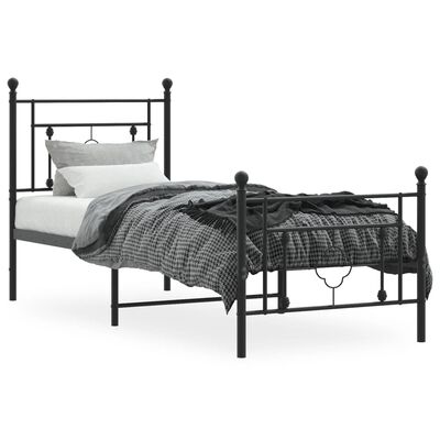 vidaXL Metal Bed Frame without Mattress with Footboard Black 80x200 cm