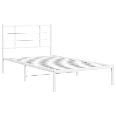 vidaXL Metal Bed Frame without Mattress with Headboard White 100x190 cm