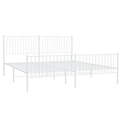 vidaXL Metal Bed Frame without Mattress with Footboard White 193x203 cm